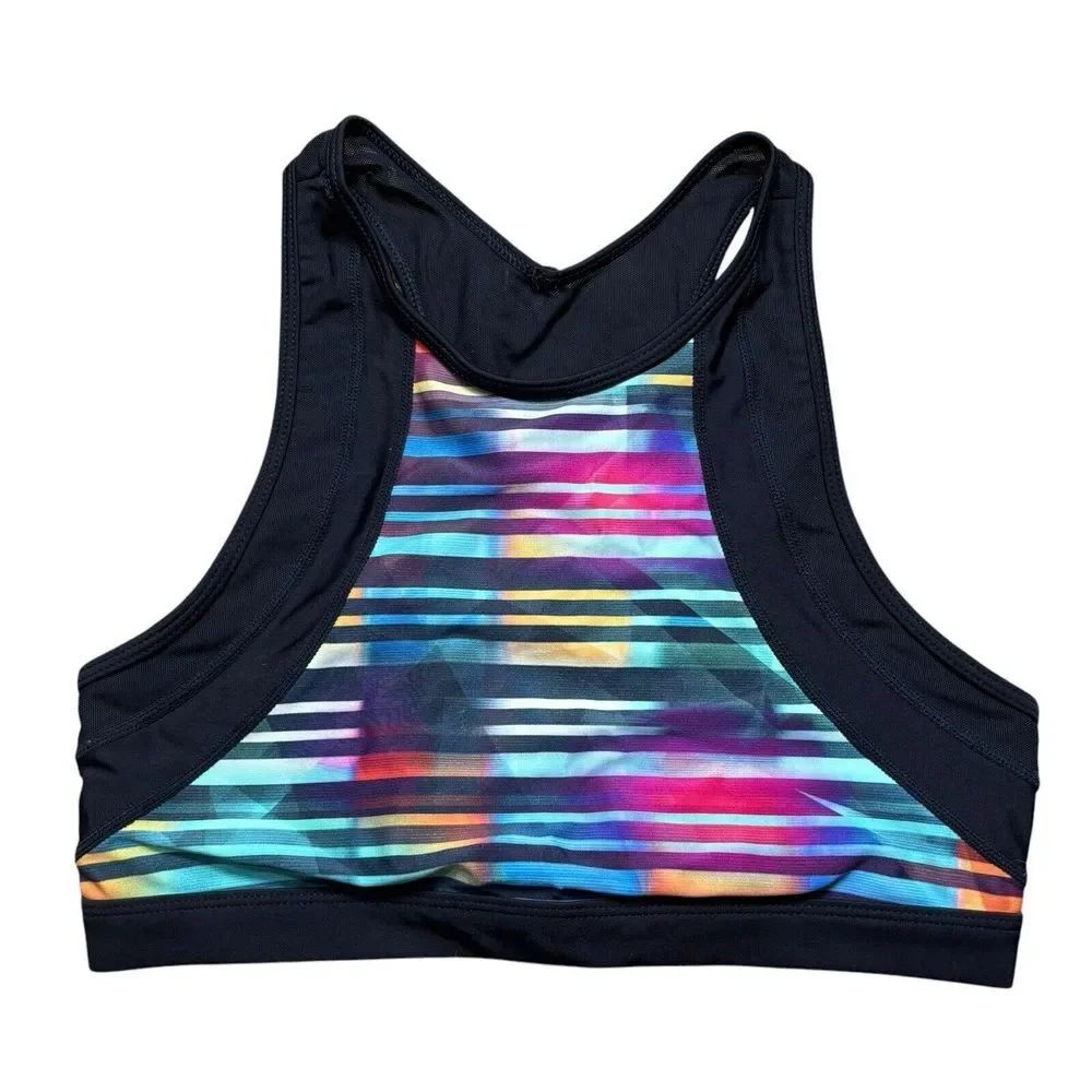 Athleta Streamline Sports Bra Laser Beam Print Multicolor SZ S 213142 T0508 - Picture 3 of 6
